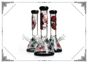 China PHOENIX STAR 7MM Beaker Glass Bong Smoking Water Pipe Skull Pattern Pipes factory