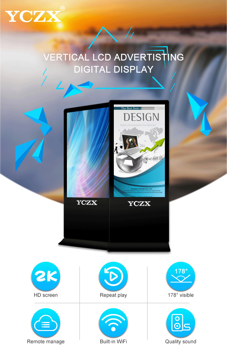 55 Inch Android Floor Standing Digital Signage With Time Switch Function