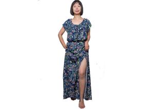 China Soft Ladies Satin Pyjamas Long Dress Pyjama 100% Polyester Printing factory