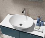 White Counter Top Wash Hand Basin Artificial Stone Bathroom Sink