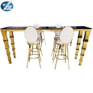 China Round Back High Stool Bar Pub Table Chair Set Stainless Steel factory