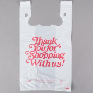 China White Colour Thank You T Shirt Shopping Bags Plastic Customized Printing factory