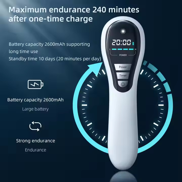 Cold Laser Near Infrared Light Therapy Device for Pain Relief and Skin Smooth White And Gray Physiotherapy Instrument
