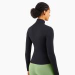 Women Lulu Gym Long Sleeve Yoga Zip Jacket 210gsm High Neck Slim Fit