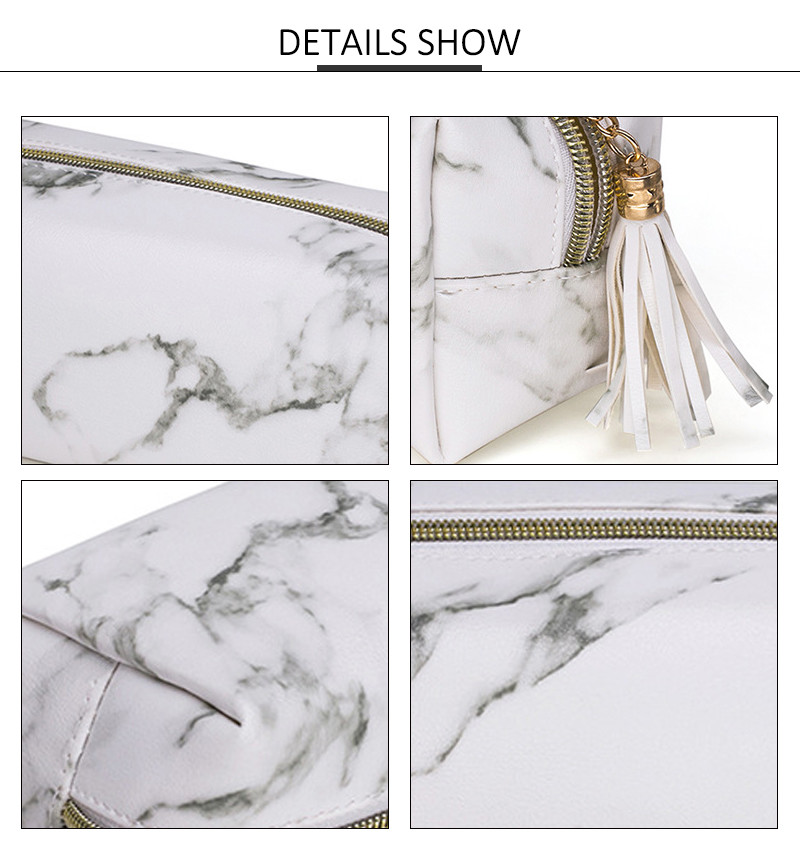 Wear Resistant Travel Portable Marble PU Makeup Bag