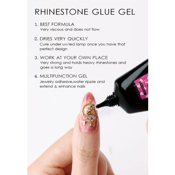 30g Tube Package Private Label Strong Adhesive Nail Rhinestone Glue Gel Polish for Nail Salon DIY Nail Art