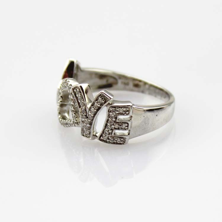 925 Silver Ring Pave Clear Rhinestone Love Ring(JR078)