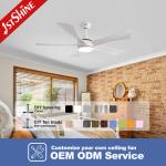 5 Blades White ABS Blades Ceiling Fan With Led Lighting , 52'' Ceiling Fan With