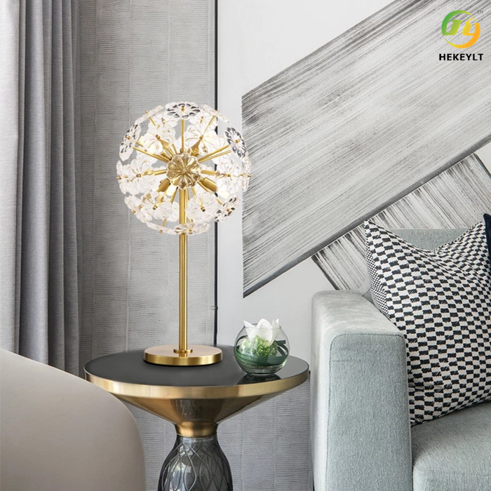 Copper Crystal Bedside Table Lamp G9 X 6 For Home Hotel