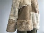 Beige Short Ladies Faux Fur Coats , Faux Fur Tan Teddy Fur Combo Coat