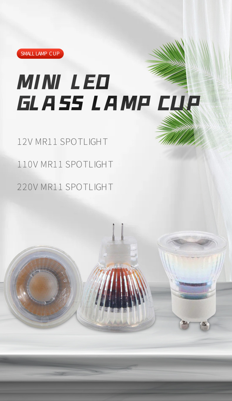MR11 GU11 Mini LED Glass Lamp Cup 12V 110V 220V 35MM 3W COB