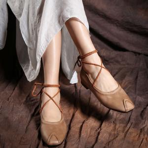 China S112 Women's shoes autumn money Hui ethnic beauty cross lace women's shoes 2020 autumn new leather temperament single sh factory