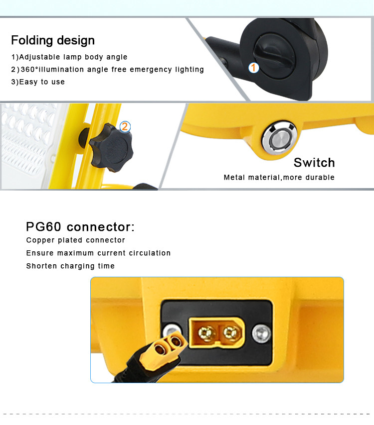 20w 40w 48w Portable LED Work Light Garage Construct Outdoor Flashing Bracket Cordless