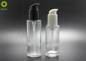 China 80ml 100ml Cosmetic Lotion Round Clear Gel Lotion Empty Glass Pump Bottle factory