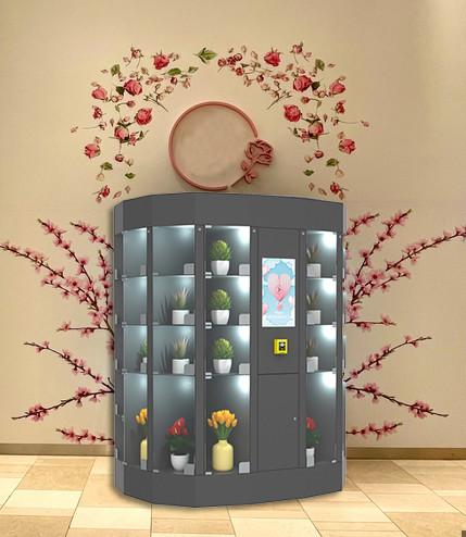 China Round Flower Dispenser Fridge Vending Machine With Smart Cooling Locker 120V factory