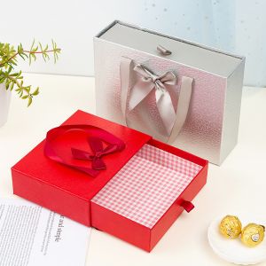 Custom Printed Ribbon Drawer Gift Box for Wrapping and Packaging Paperboard Type