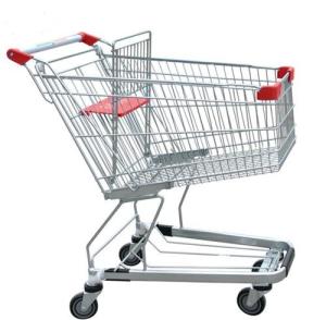 China Unfolding Grocery Store Shopping Carts Four Swivel Wheels Zinc Plated factory