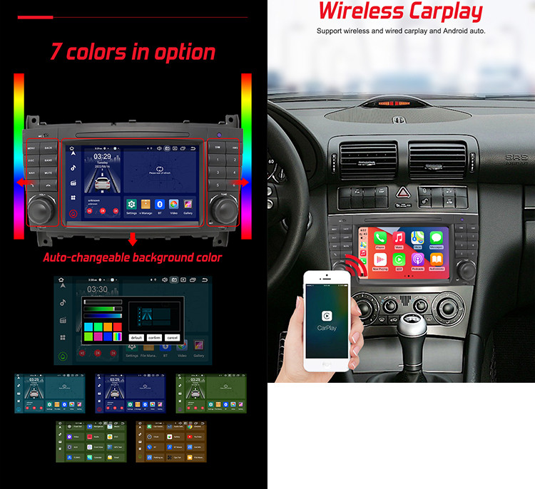 Benz W203 OEM Android Car Audio 2 DIN With LCD 7" 1024*600 Screen