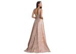 Sequined Ball Gown Ladies Sleeveless Evening Dress Backless V Neck Design