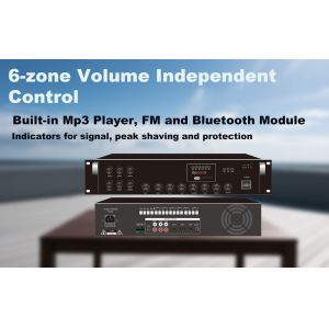 360W 6 Channels Mixing Amplifier With MP3 FM Bluetooth Players OEM ODM
