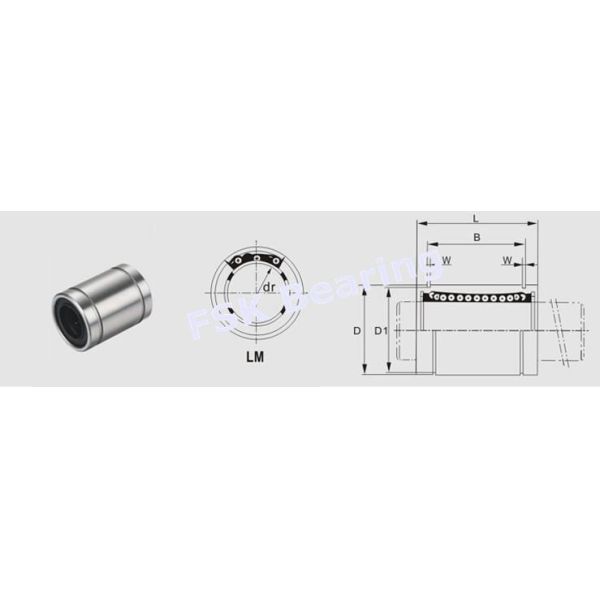 Stretched LM6UU Linear Motion Bearings 6mm × 12mm ×35mm Customized Size