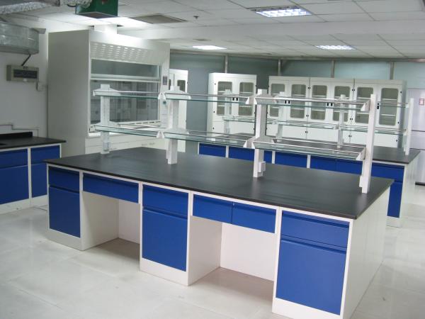 Grey Steel School Lab Furniture , Laboratory Island Bench Three Ways Bronze