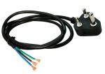 South Africa 10A/16A 3pin black power cable with stripped end 0.5m-10m copper