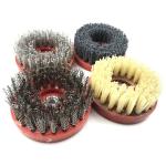 Round Steel Wire Antique Abrasive Brushes 4inch For Stone Granite Grinding And