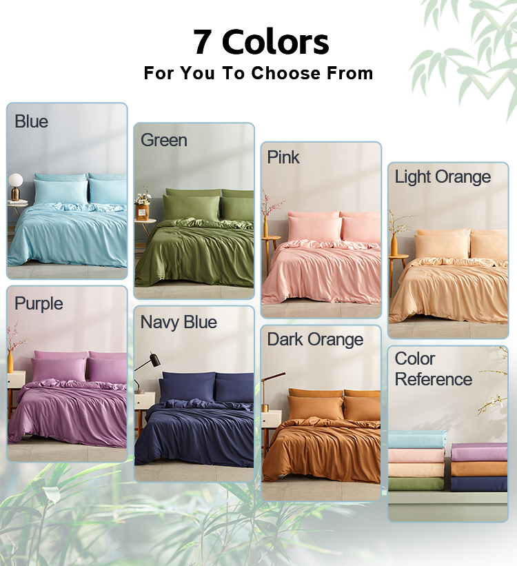 4-piece Nondisposable Plain Dyed Bamboo Lyocell Bedding Set with Solid Color Print