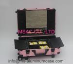 Pink Aluminum Makeup Case With Light , Fireproof Luggage Makeup Case