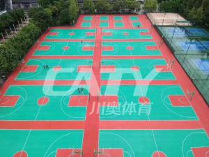 China Synthetic Yuzz Semi Prefabricated Court PU Flooring For Badminton / Basketball factory