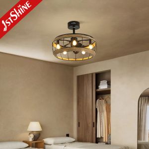 19 Inches Farmhouse Caged Bladeless Ceiling Fan With Light