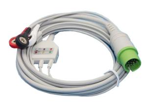China High Performance Spacelabs Ecg Cable 3 Lead Snap End AHA17 Pin factory
