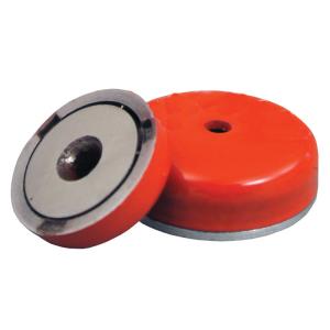 China Rubber coated permanent Magnet, Red Plastic covered magent factory