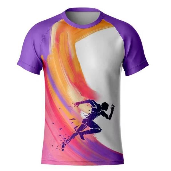 100% Polyester Full All Over Sublimation Printed T Shirts Running Sport Tshirt