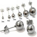 Fashion Jewelry Earrings Stainless Steel Round Ball Stud Earrings 4-10mm