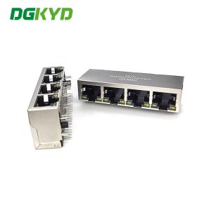 China Network Integrated Filter RJ45 Shielded Connector 1X4 8P8C 6U DIP PCB Mount Style factory