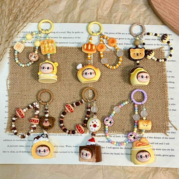 Labubu PVC Keychain Pop Mart Monster Doll Bag Charm Phone Lanyard Mobile Phone Strap