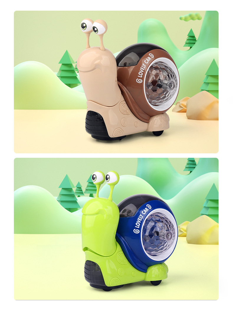 Plastic Electric Universal Swing Nodding Small Snail Music Projection Light Q Cute Snail Toy Car Children'S Toys