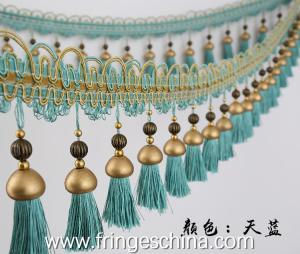 China Handmade fashionable chain beads lace tassels fringes for curtain/sofa/pillow/stage decoration factory