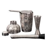 Antique Silver Stainless Steel Homeware 4 Piece Cocktail Shaker Set