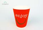 Red Embossed Hot Beverage Disposable Cups Multi Layer Heat Proof