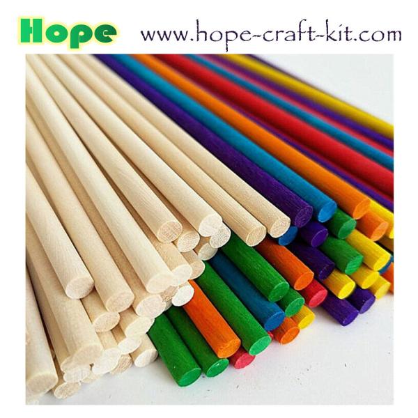 Various size natural color multi-colored round wood dowl wooden rods for