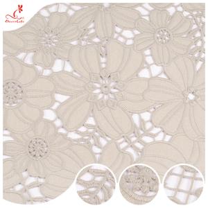 China OKEO-TEX Guipure Lace Trim Polyester Milk Fiber Embroidery Lace Trim factory