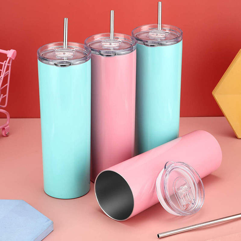 Custom Tumbler With Lid And Straw Add Your Photo Text Personalized Skinny Tumblers 20oz Stainless Steel Insulated Double Wall Coffee Cup For Hot Cold