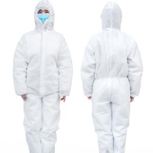China Personal Safety Disposable Coverall Suit , PP PE White Disposable Overalls With Hood factory