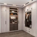Luxury Wood Veneer 3 Door Wardrobe Bedroom Furniture Knocked Down Structure