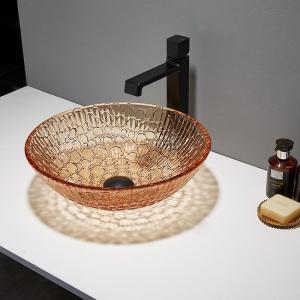 China Custom Glass Shallow Round Vessel Sink Large Modern Round Crystal factory