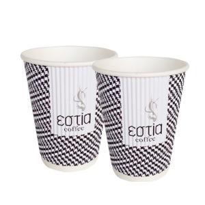 China 9oz Corrugated paper cups and paper cup holder with lid factory