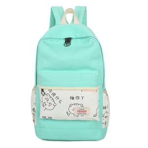 China cartoon pattern canvas solid color backpack factory